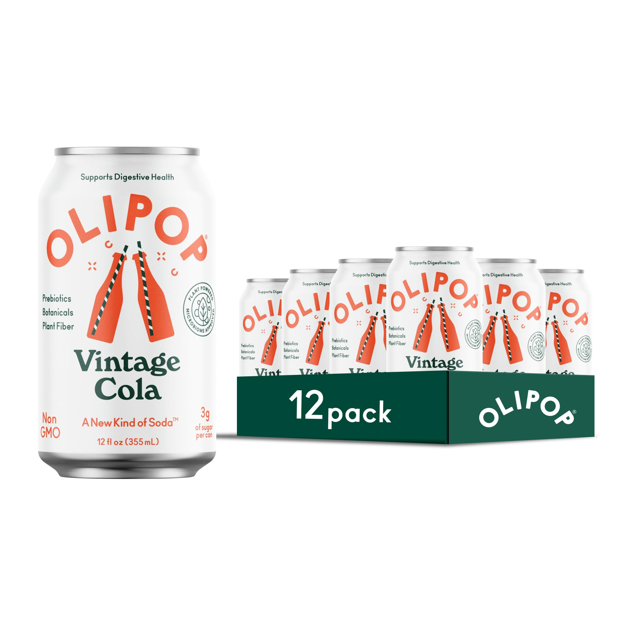 OLIPOP Prebiotic Soda Pop, Vintage Cola,Pantry Pack Packed with Prebiotics, Fiber, and Botanicals... | Amazon (US)