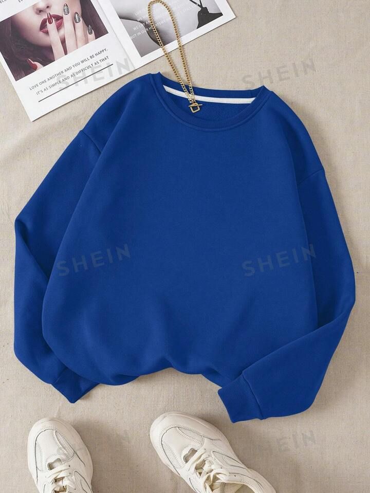SHEIN EZwear Solid Thermal Lined Sweatshirt | SHEIN