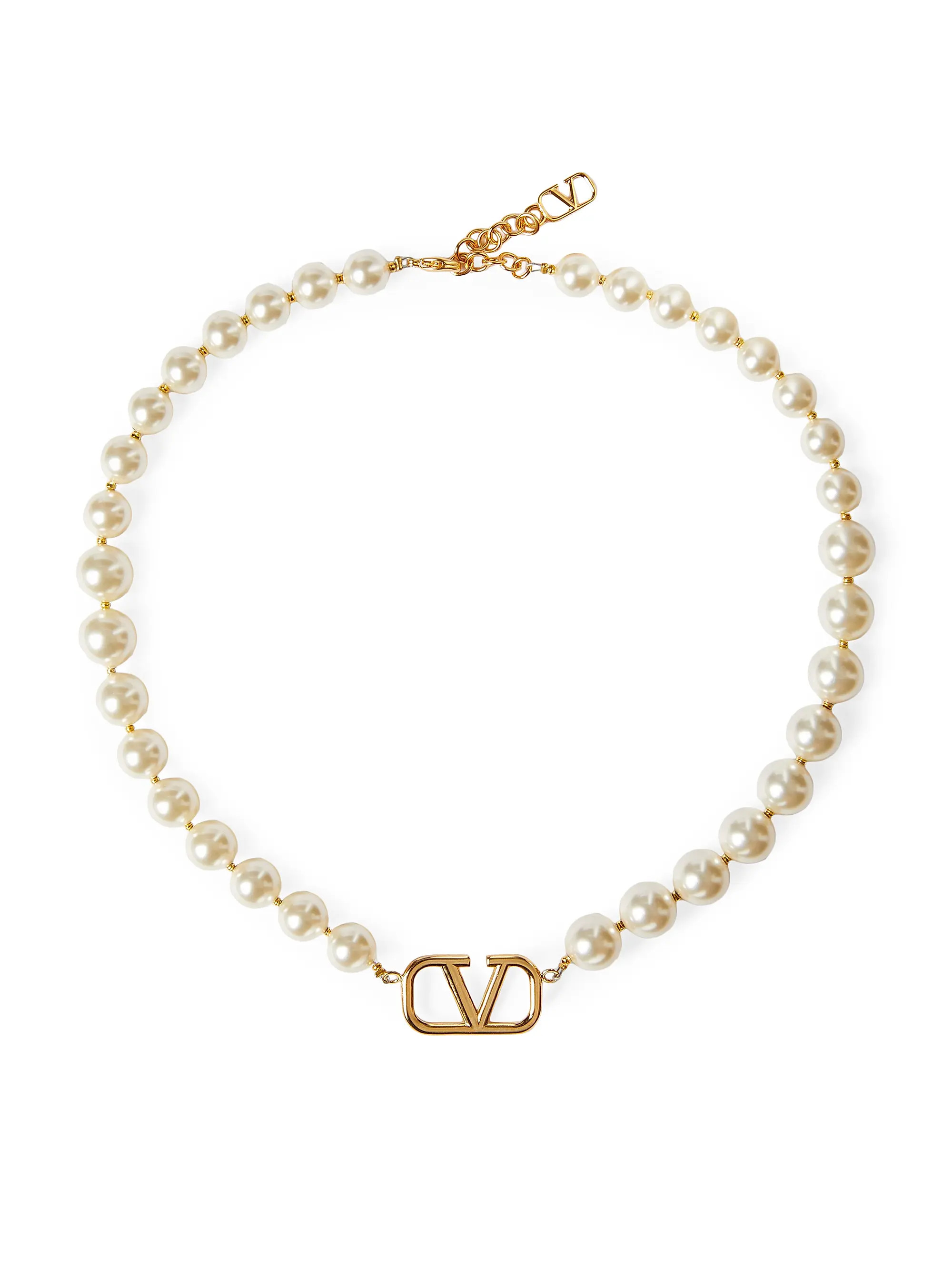 VLogo Signature Metal Necklace With Swarovski® Pearls | Saks Fifth Avenue