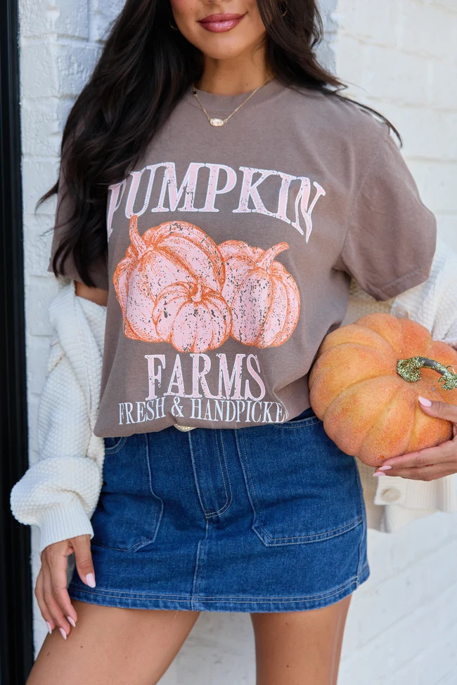 Pumpkin Farms Brown Graphic Tee DOORBUSTER | Pink Lily