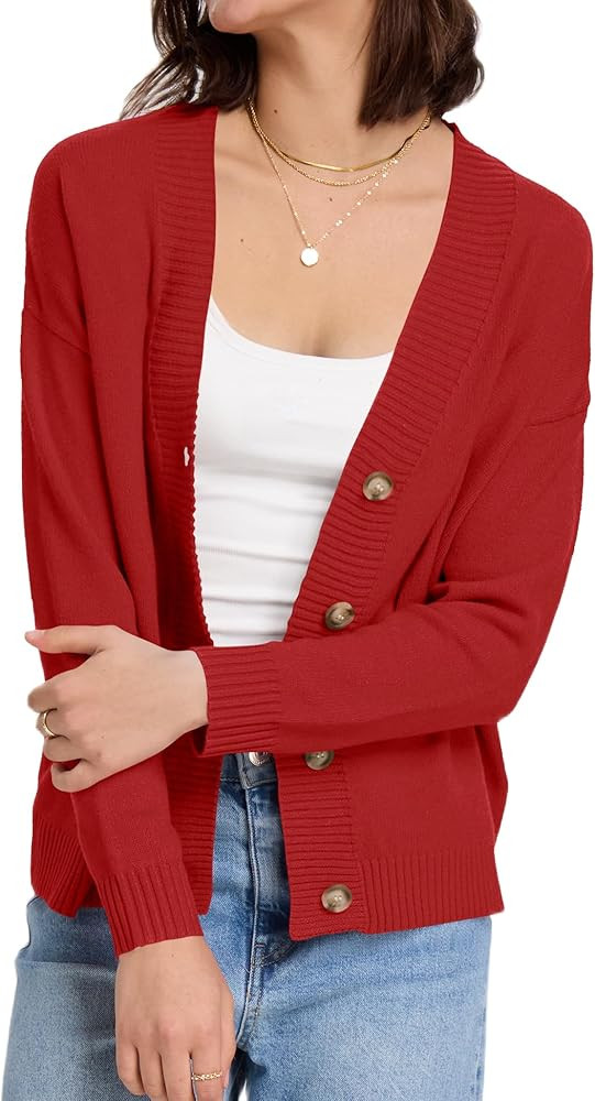 LOMON Women's Button Down Cardigan Sweaters Fall Long Sleeve Open Front Soft Cardigan Casual Loos... | Amazon (US)