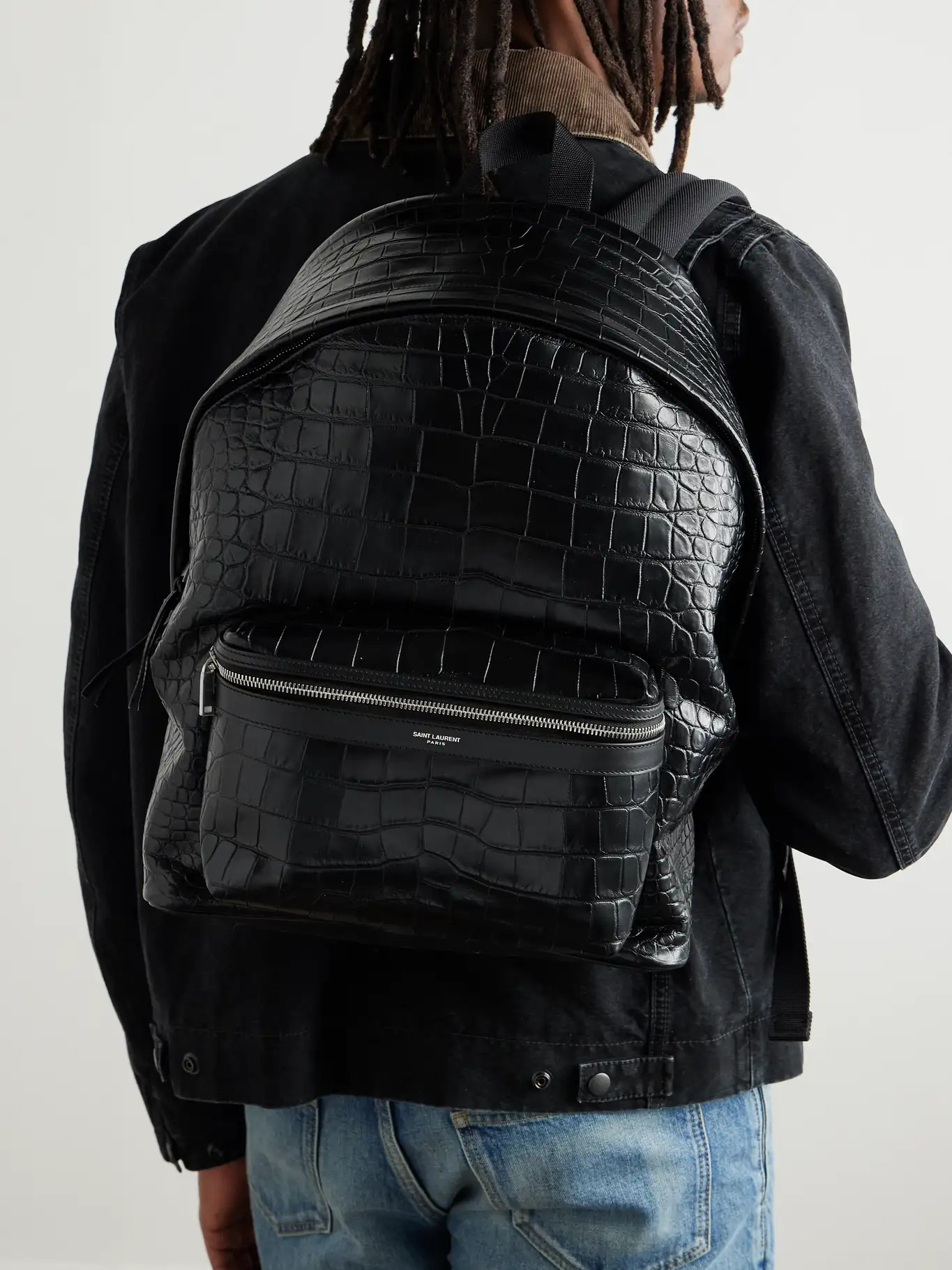 City Croc-Effect Glossed-Leather Backpack | Mr Porter (US & CA)