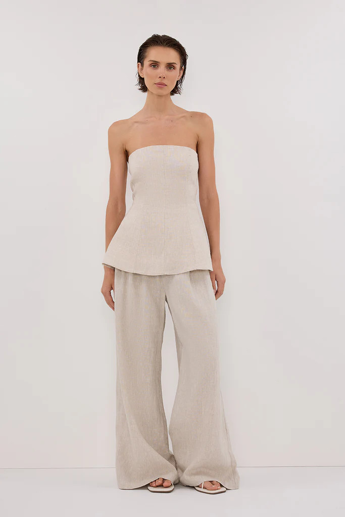 MONIQUE NATURAL LINEN TUNIC TOP | DISSH