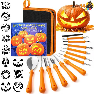 Joyfy 12 Pcs Halloween Pumpkin Carving Kit with Handbag, 12 Stainless Steel Double-sided Sculpting Tools for DIY Kids Party Decor Craft Supplies | Target