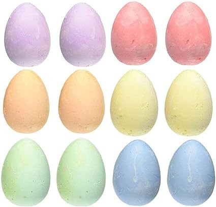 Sidewalk Chalk Set 12 Pieces 6 Colors Eggs-Shaped Jumbo Chalk City, Washable Art Play For Kid and... | Amazon (US)