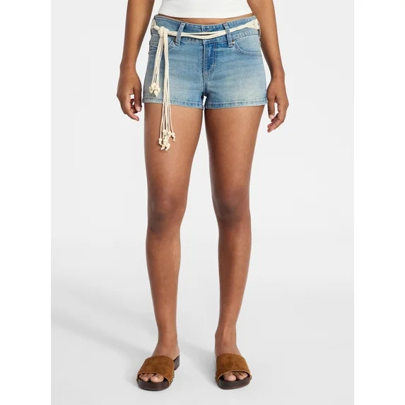 No Boundaries Low Rise Studded Denim Mini Shorts, 2" Inseam, Women's 00-20 | Walmart (US)