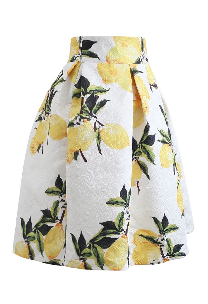 Lemon Tree Jacquard Pleated Skirt | Chicwish