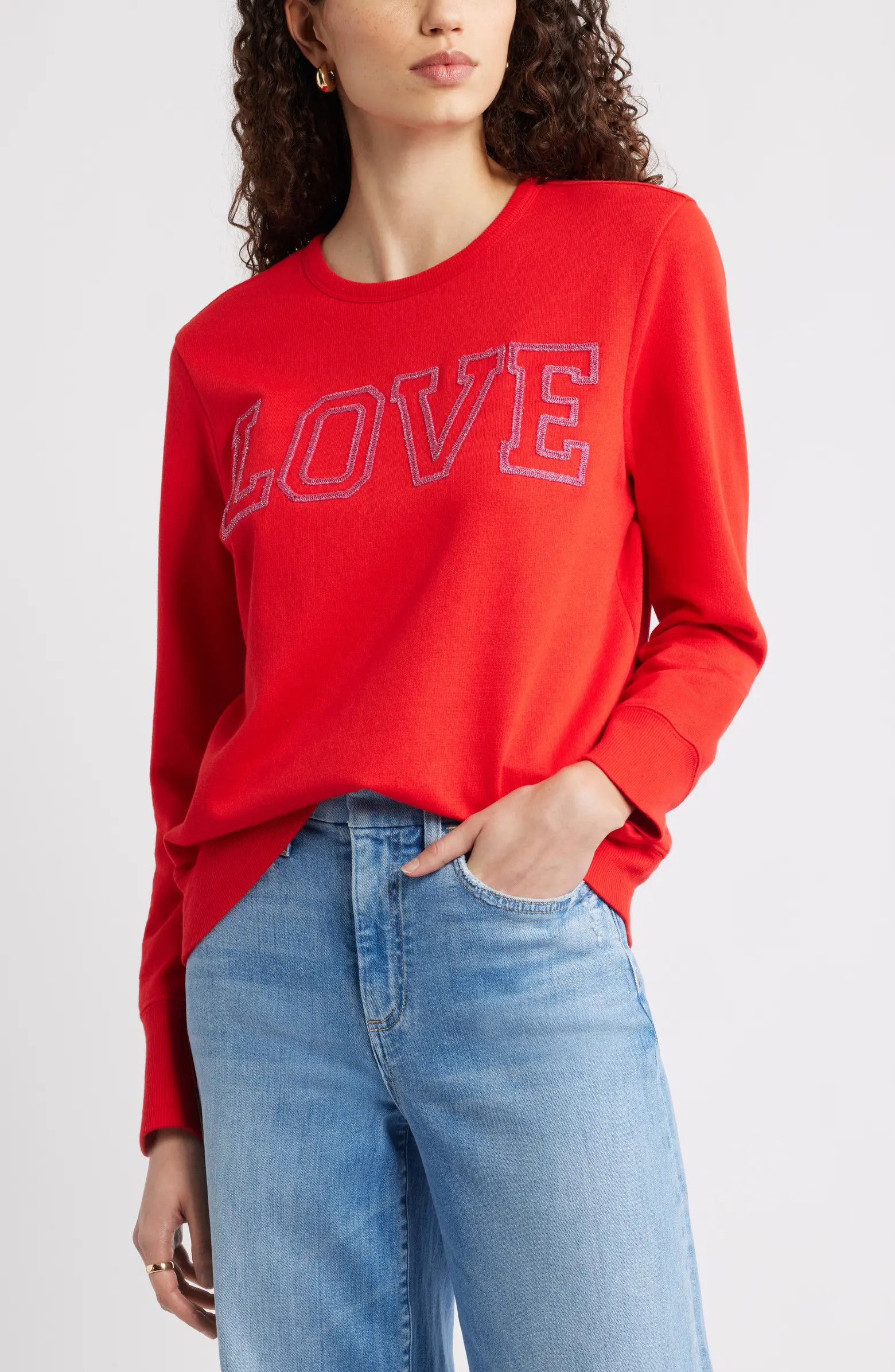 Love Metallic Embellished Sweatshirt | Nordstrom