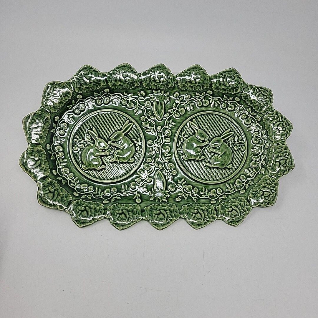 Vintage Bordallo Pinheiro Green Rabbit Lettuce Platter Sandwich Tray Portugal | Etsy (US)