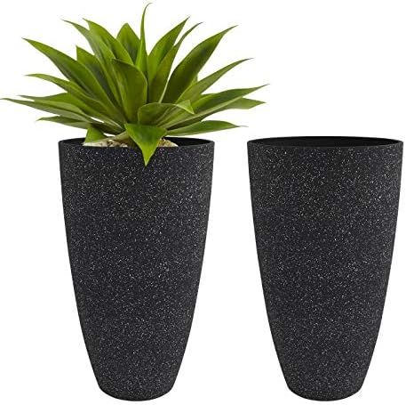 Amazon.com : Tall Planters Outdoor Indoor - Specked Black Flower Plant Pots, 20 inch Set of 2 : G... | Amazon (US)