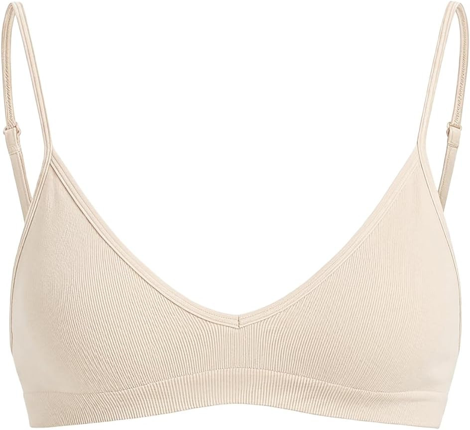SweatyRocks Women's Triangle Bralette Plunge Bra V Neck No Padded Sleep Bra | Amazon (US)