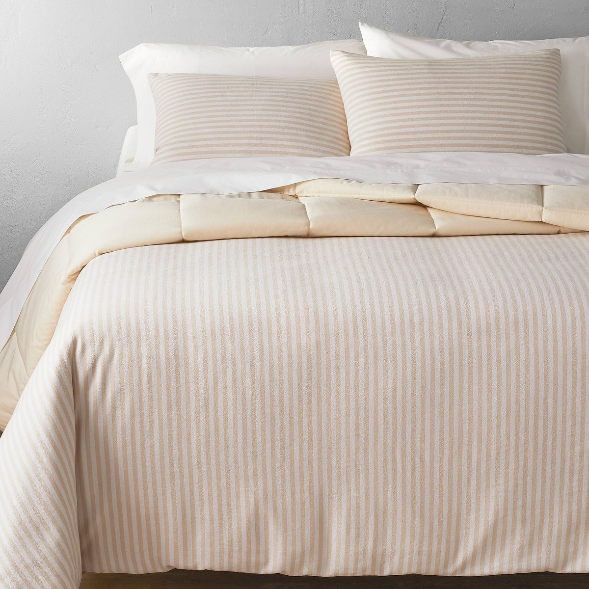 Full/Queen Heavyweight Linen Blend Stripe Comforter & Sham Set Natural - Casaluna™ | Target