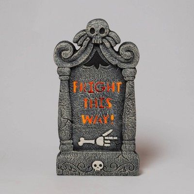Light Up "Fright This Way" Tombstone Halloween Decorative Prop - Hyde & EEK! Boutique™ | Target