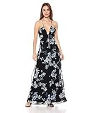 BCBGMax Azria Women's Floral Sleeveless Halter Maxi Dress, Dark Midnight Combo, 6 | Amazon (US)