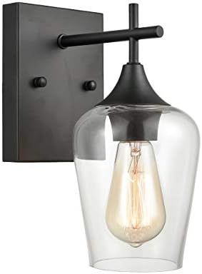 Matte Black Simplicity 1 Light Clear Glass Wall Sconce Industrial Bathroom Vanity Lighting | Amazon (US)