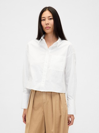 Organic Cotton Straight-Hem Crop Shirt | Gap (CA)
