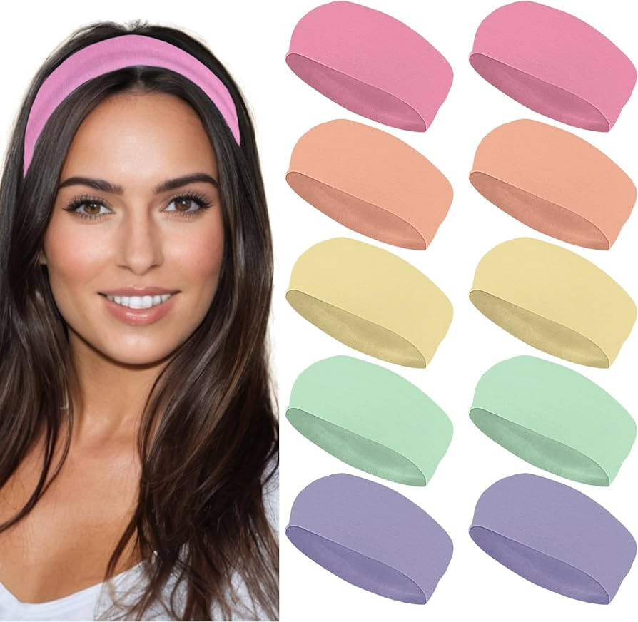 Styla Hair Headbands for Women Stretch Fashion Jersey Headbands 10 Pack Non-Slip Head Wraps Great... | Amazon (US)