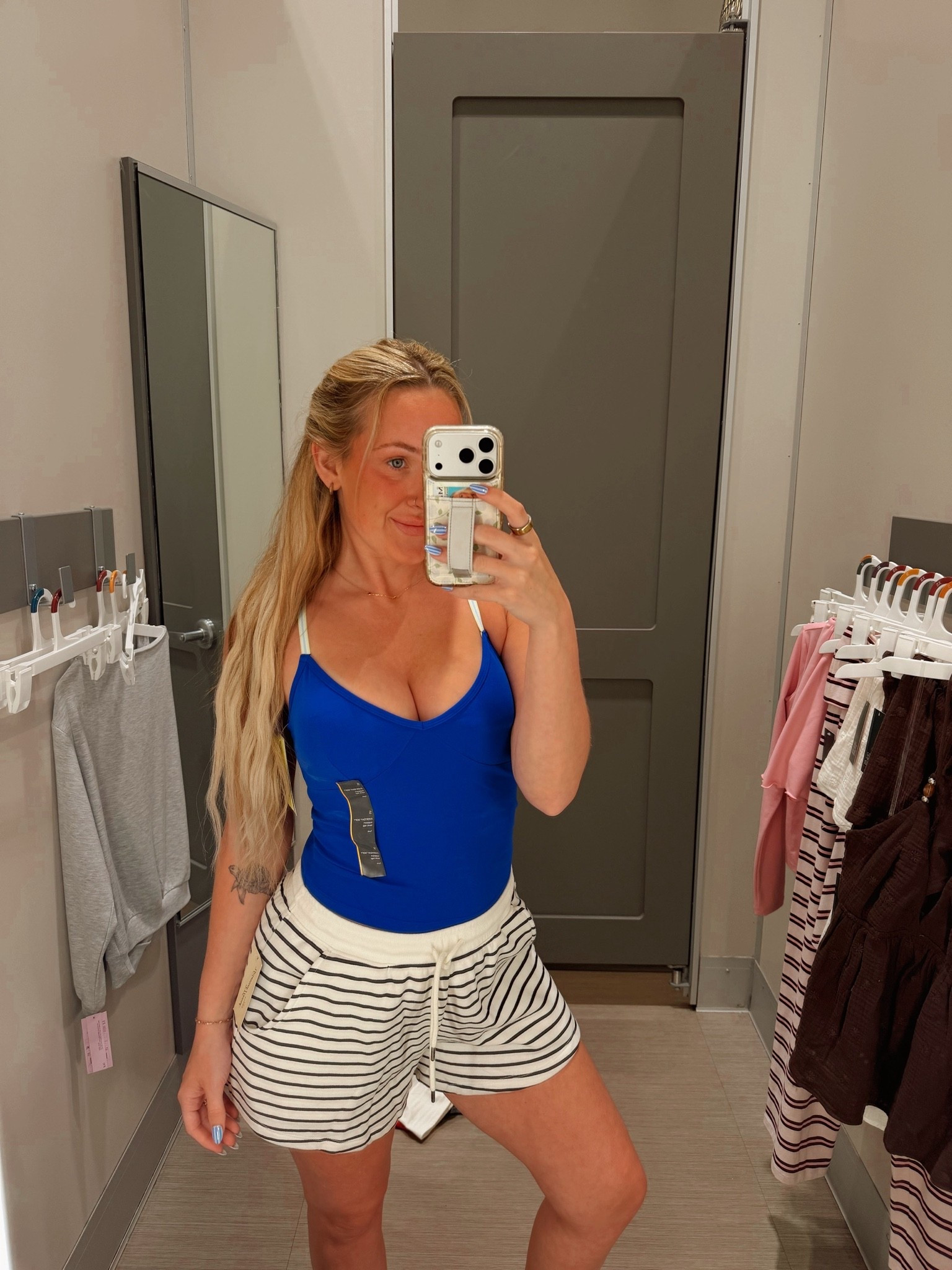 Blue Athletic Top and Stripped Sweat Shorts

#LTKootd #LTKmomlife
