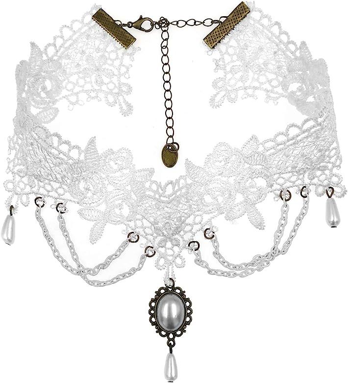 ETERNITY J. Vintage Lace Gothic Style Tassel Pendant Choker Victorian Palace Princess Lolita Necklac | Amazon (US)