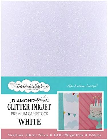 White Diamond Print Glitter Inkjet Premium Cardstock - 8.5 x 11 inch - 104lb / 280gsm Cover - 15 she | Amazon (US)