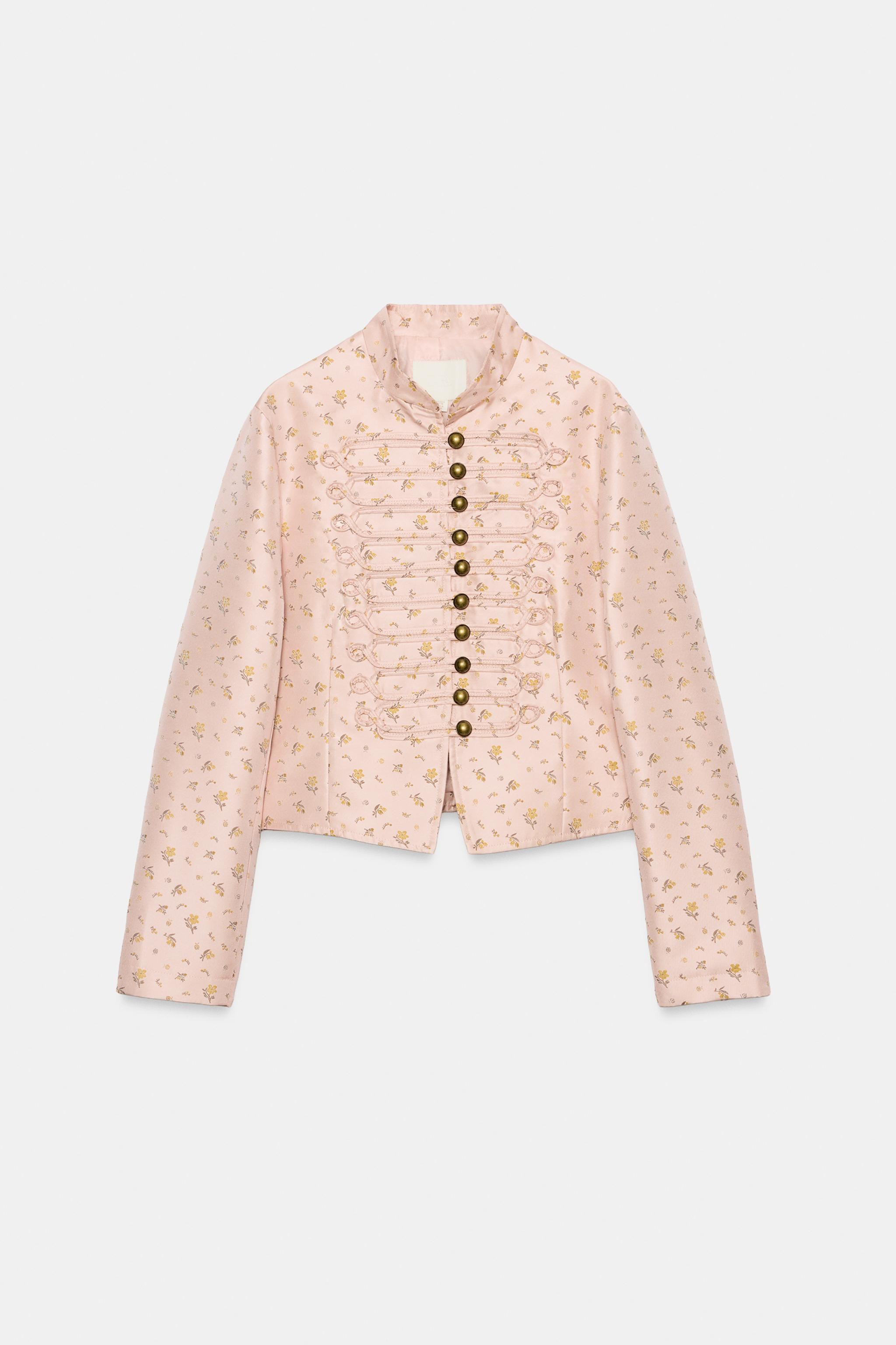 Model height: 176 cmTailored blazer featuring a high collar and long sleeves. Tonal appliqu\u00e9... | Zara UK