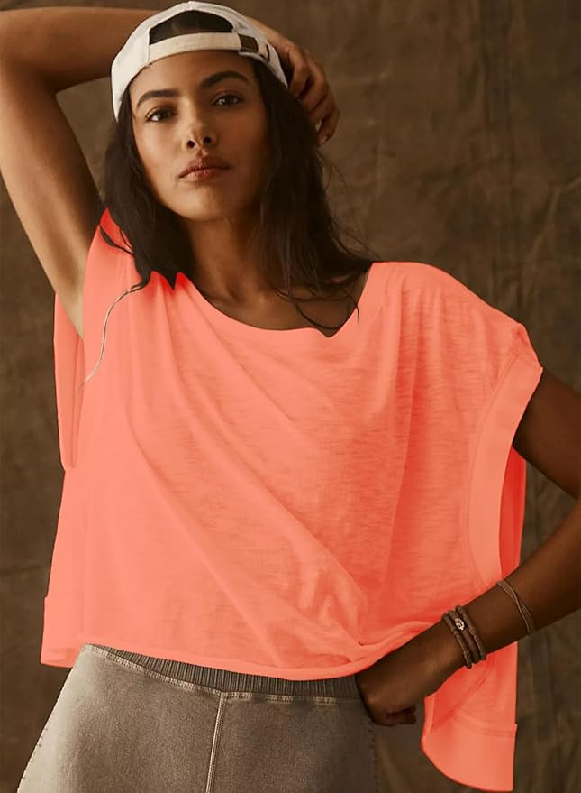 Open Back Tops for Women Oversized Short Sleeve Workout T Shirts Backless Y2k Athletic Crop Runni... | Amazon (US)