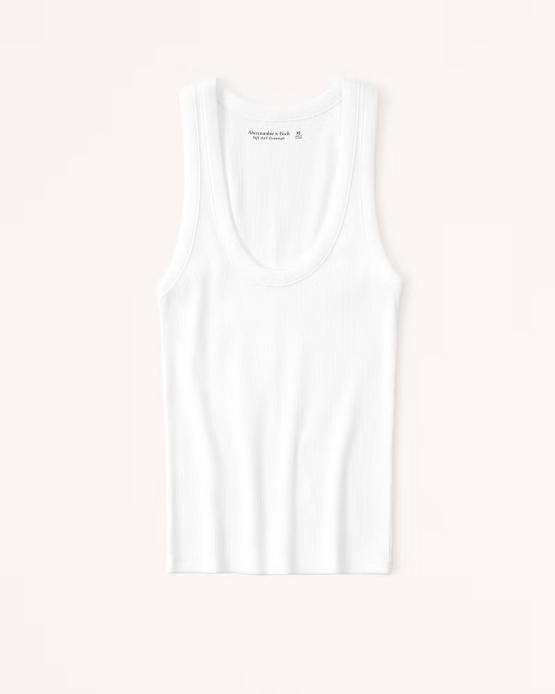 Abercrombie & Fitch Women's Essential Rib Tuckable Scoopneck Tank in White - Size S | Abercrombie & Fitch (US)