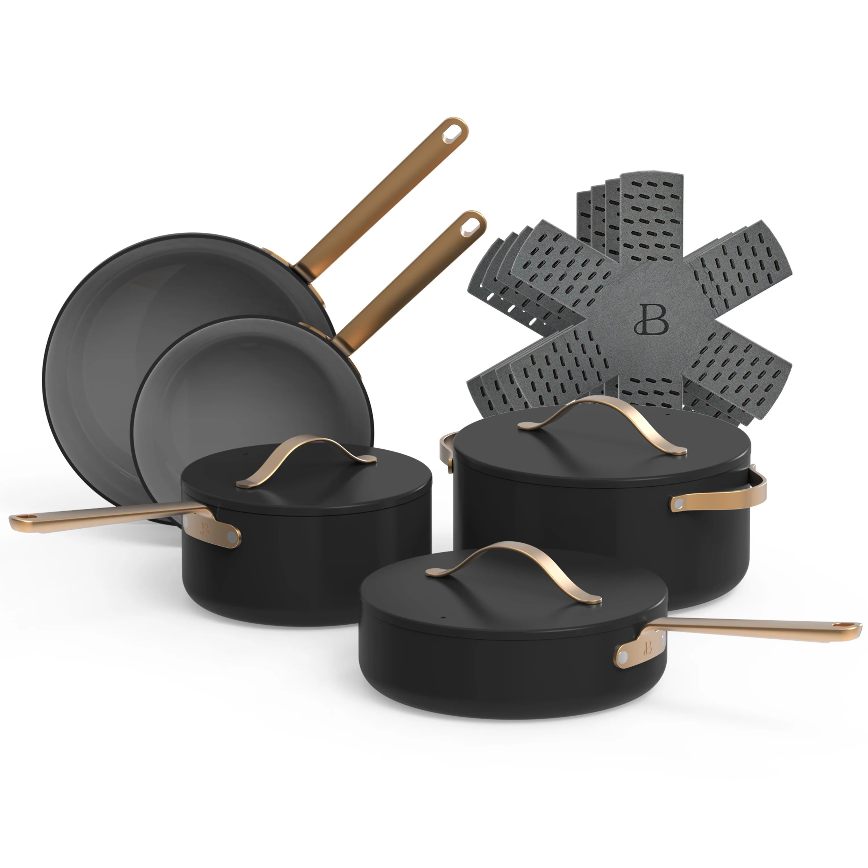 Beautiful 12pc Ceramic Non-Stick Cookware Set, Black Sesame by Drew Barrymore | Walmart (US)