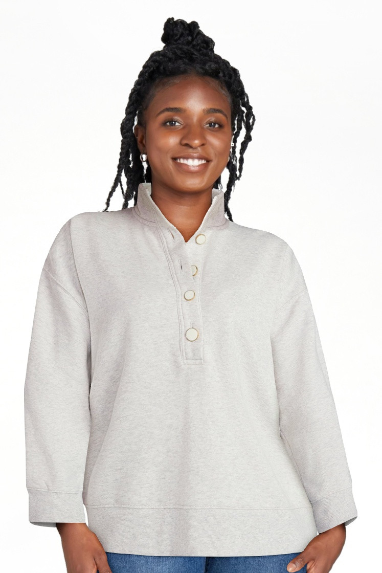 Time and Tru Women's Quarter Button Fleece Top with Long Sleeves, Size XS-XXXL | Walmart (US)