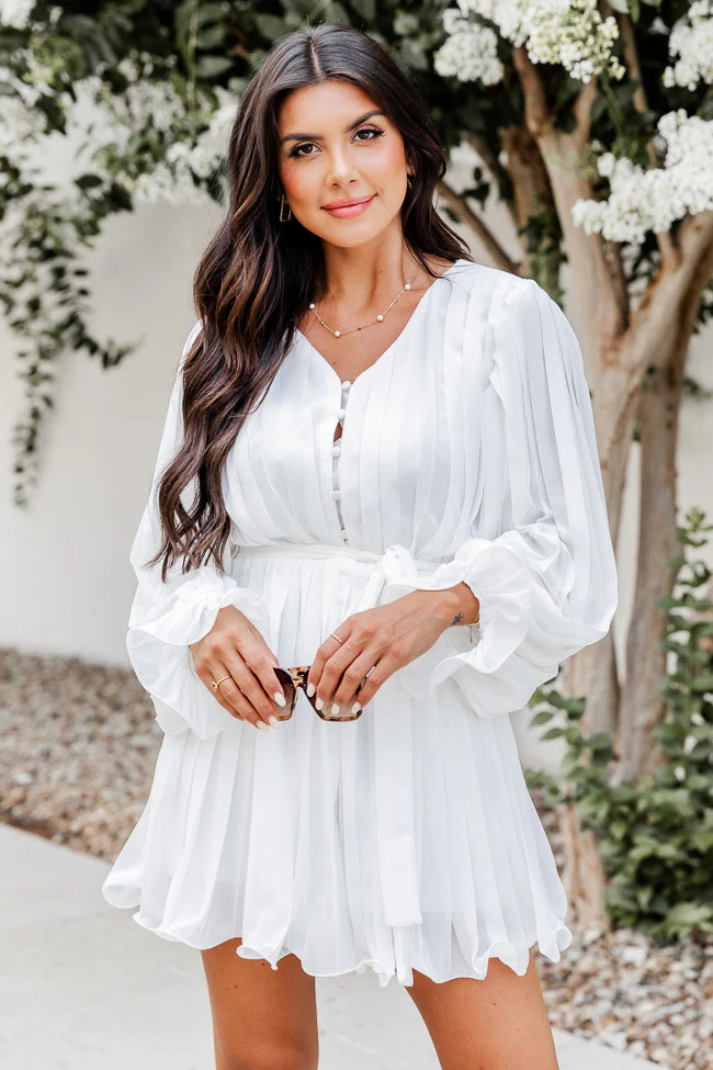 Pretty On Point White Pleated Romper | Pink Lily