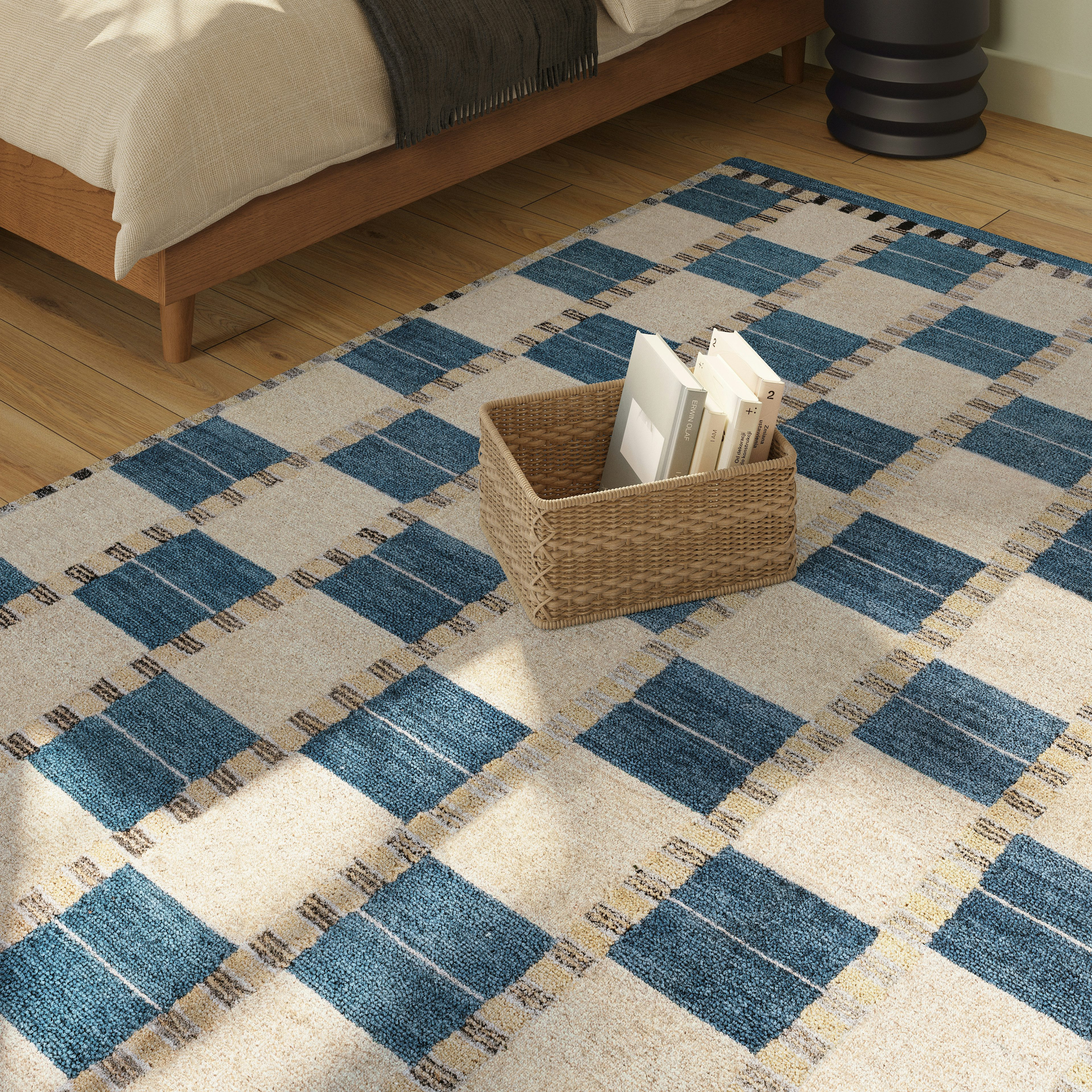 Jaris 5 x 8 Rug - Blue Quilt Checks | Article