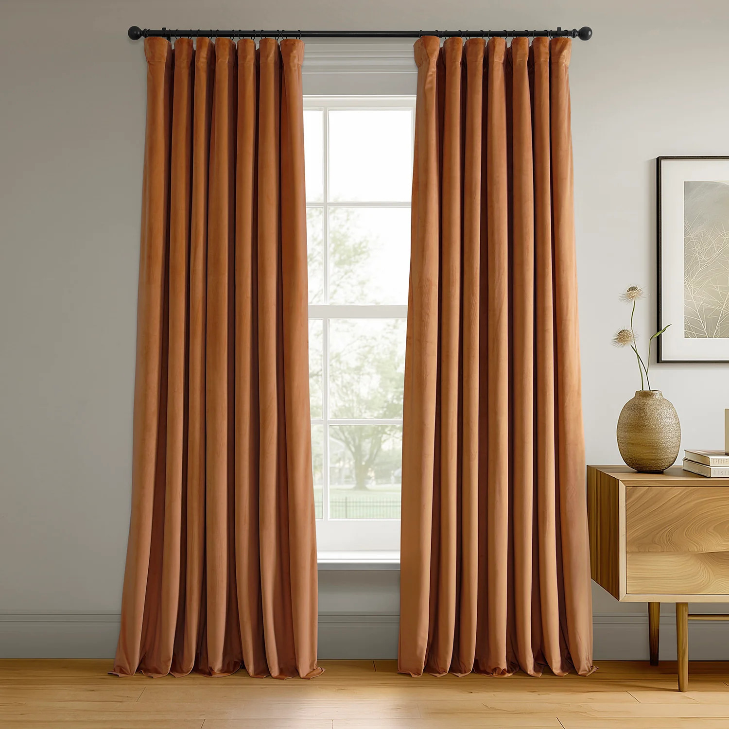 Burnt Pumpkin Signature Velvet Blackout Curtain | Half Price Drapes