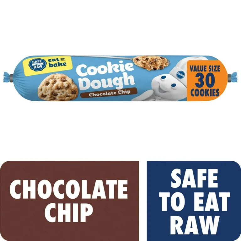Pillsbury Ready to Bake Cookie Dough, Chocolate Chip, About 30 Cookies, Value Size, 30 oz | Walmart (US)