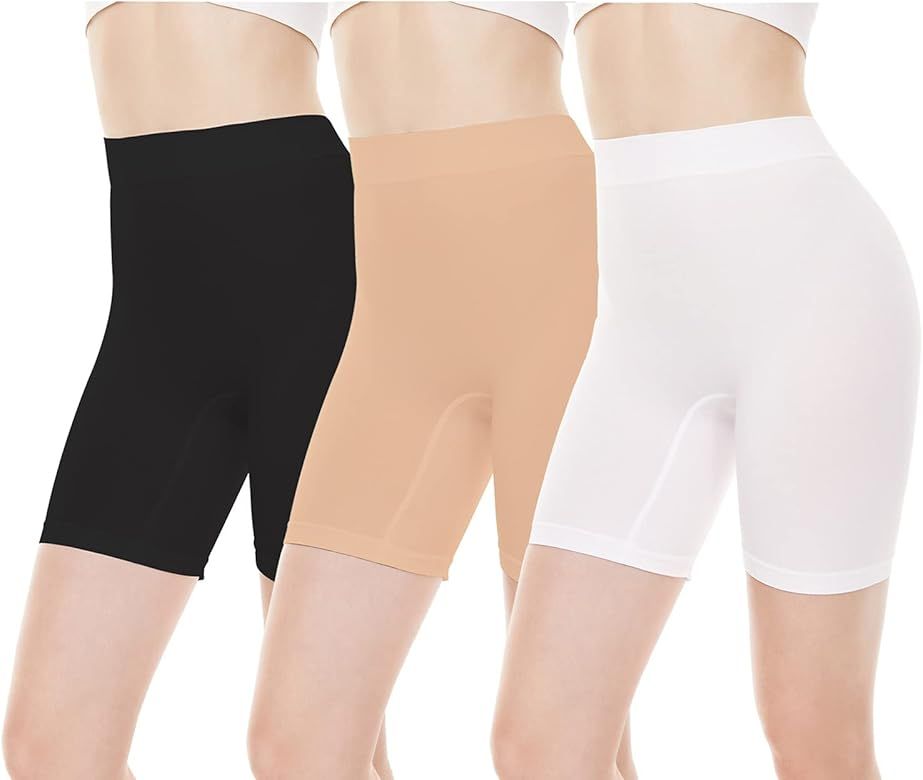 BATHRINS Slip Shorts for Women Under Dresses 3 Pack, Tummy Control High Waist Seamless Smoothing ... | Amazon (US)