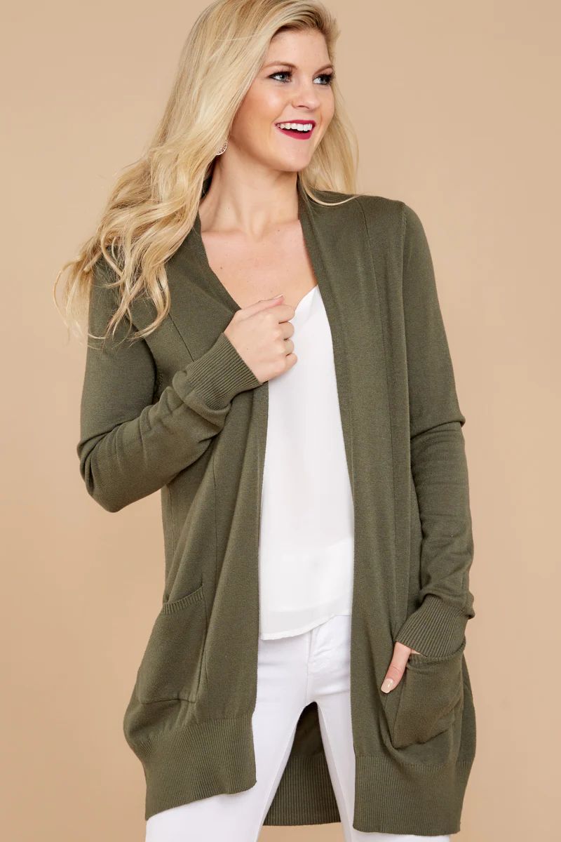 Honor Code Olive Green Cardigan | Red Dress 