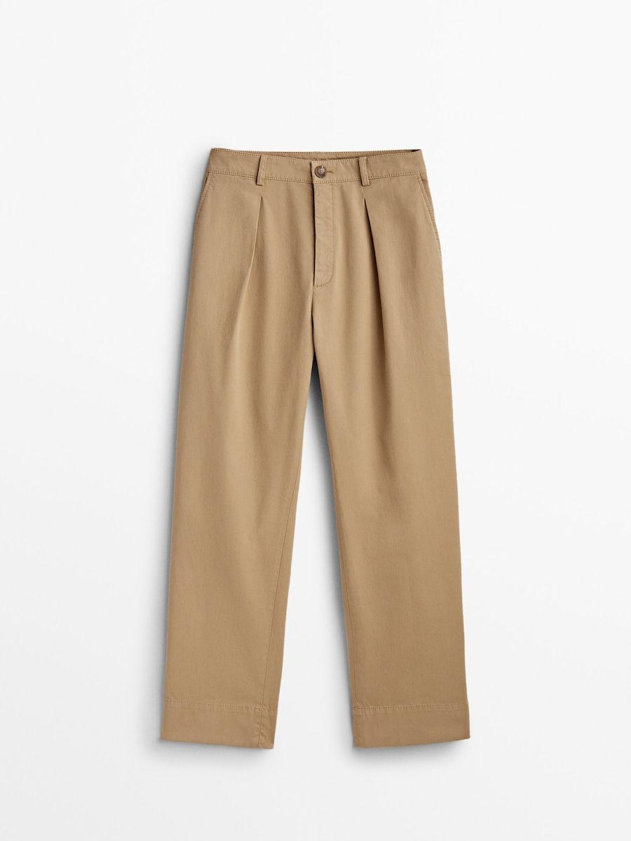 Tapered fit darted twill trousers | Massimo Dutti (US)