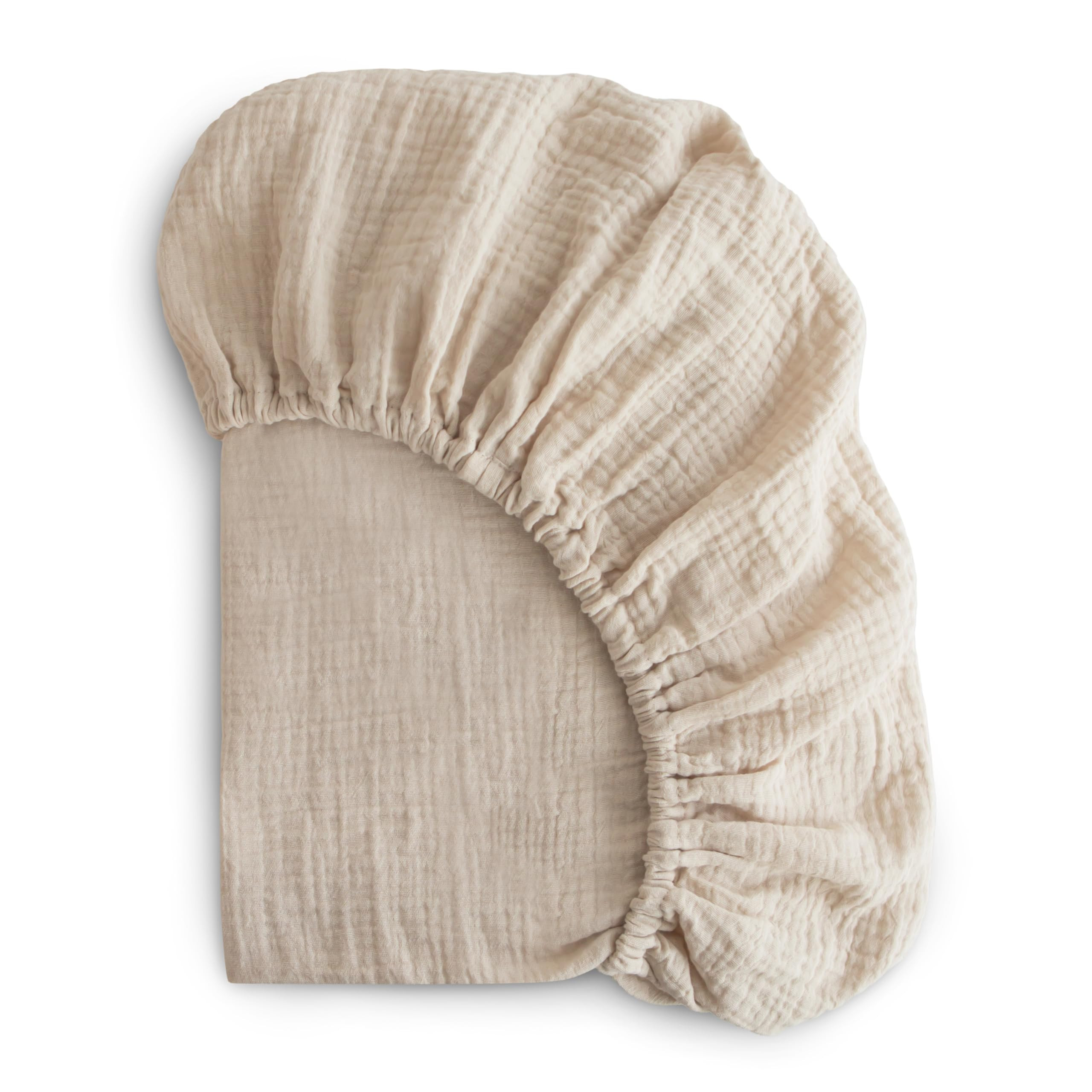 mushie Extra Soft Muslin Fitted Crib Sheet | 192 Thread Count | 28"x 52" (Fog) | Amazon (US)
