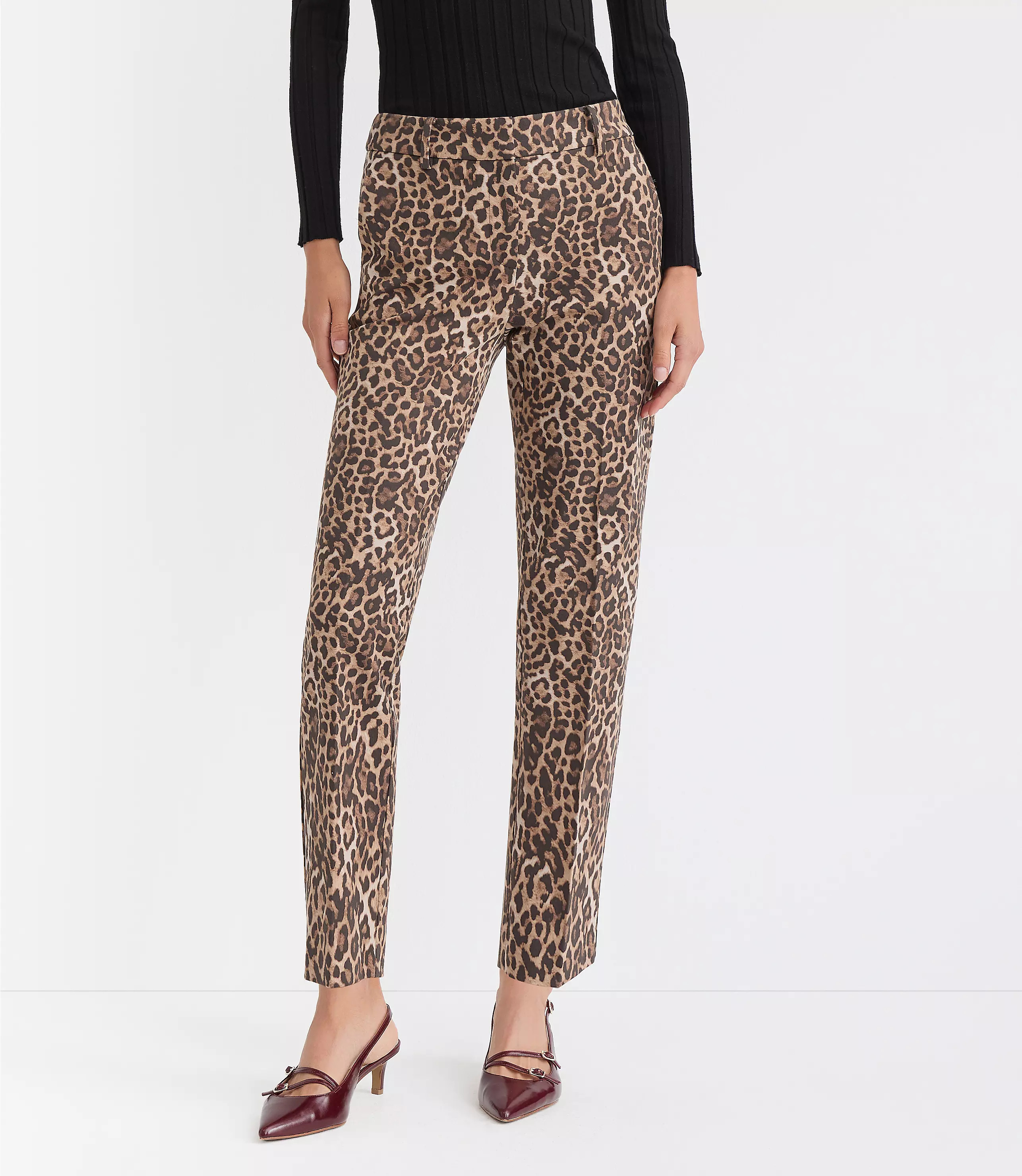 Curvy Riviera Slim Pants in Leopard Print Bi-Stretch | LOFT