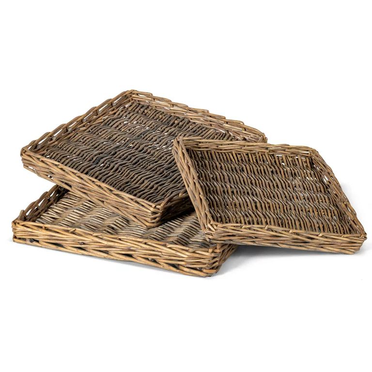 Gerson Set of Three Square Assorted Size Willow Trays | Walmart (US)