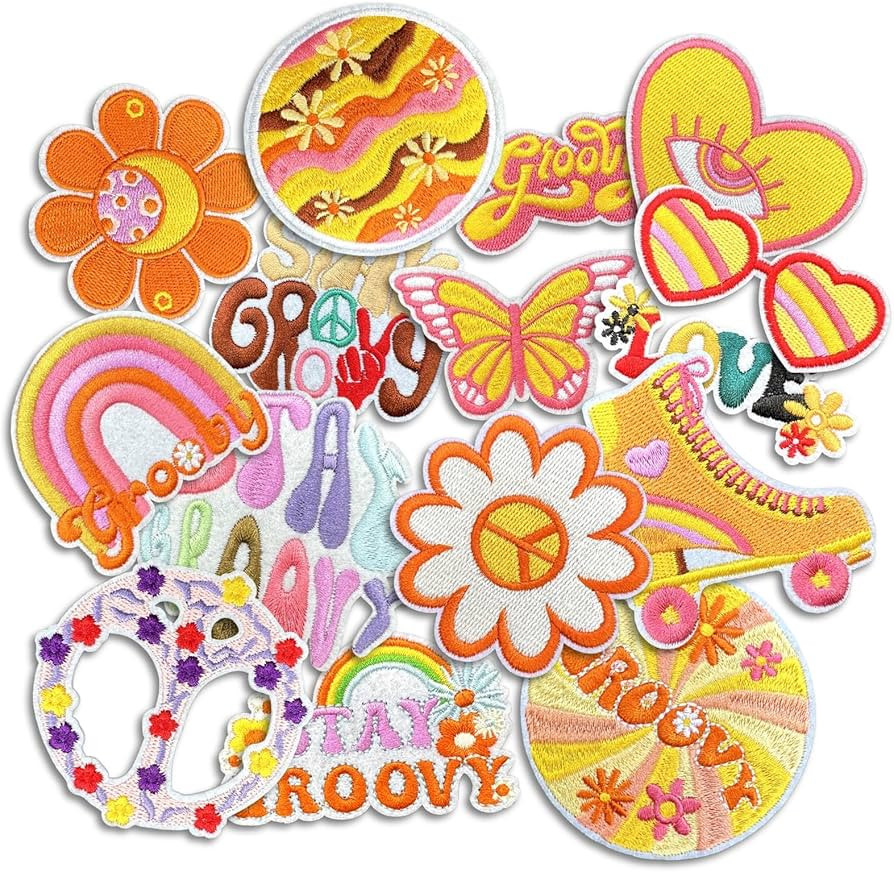 Groovy Patches, Cute Girly Embroidery Applique Patches, DIY Decorative Heat Press Patch for Cloth... | Amazon (US)