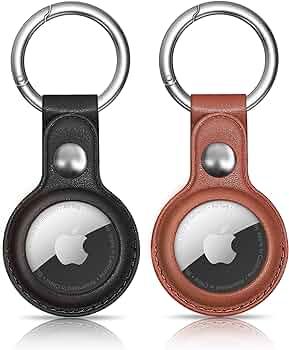 Woyinger Air Tag Keychain for Apple Airtags Holder,2 Pack Protective Leather Airtags Case Tracker... | Amazon (US)