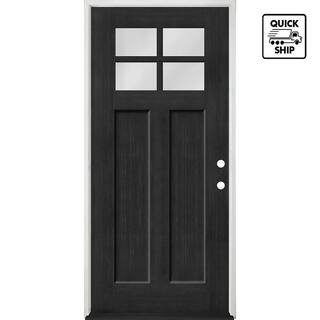 Regency 36 in. x 80 in. 4 Lite 1/4 Toplite LHIS Clear Glass Onyx Stained Fir Grain Fiberglass Pre... | The Home Depot