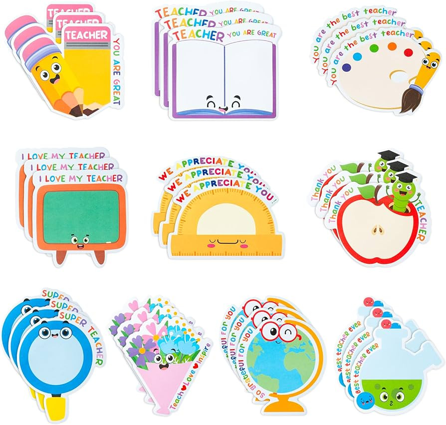 Xqumoi 30 Pack Teacher Sticky Notes - Notepads Book Pencil Ruler Shaped Set Self-Sticky Writing M... | Amazon (US)