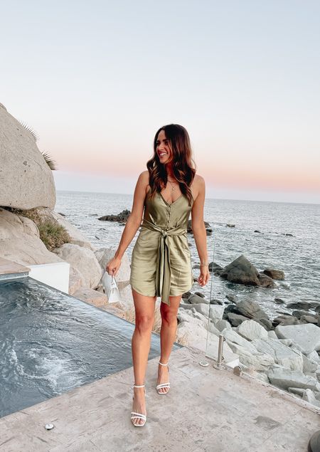 Love this dress for vacay or a spring wedding. In a size S, but could have gone with an XS so size down if in between. My heels fit TTS & come in a few colors. Use code: ALOPROFILE to save on my jewelry! Revolve, vacay outfit, vacay outfits, vacay dress, spring outfit, spring outfits, maxi dress, spring dresses, resort wear, beach vacation, vacation outfits, wedding guest dress, wedding guest dresses