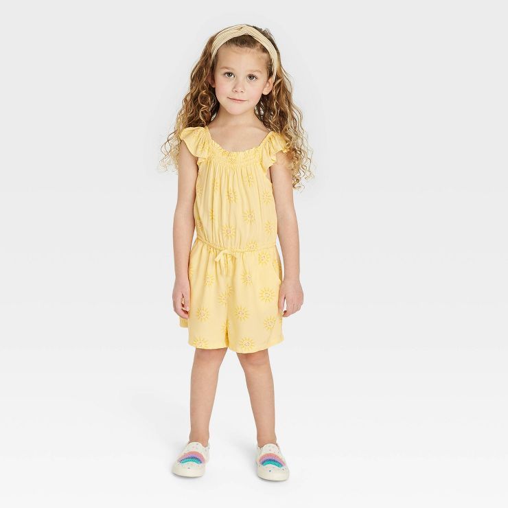 Toddler Girls' Sun Ruffle Sleeve Romper - Cat & Jack™ Yellow | Target