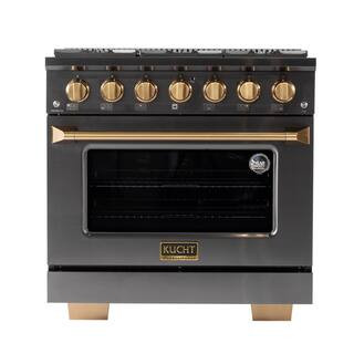 Kucht Gemstone Professional 36 in. 5.2 cu. ft. Dual Fuel Range for Natural Gas w/Convection Oven ... | The Home Depot