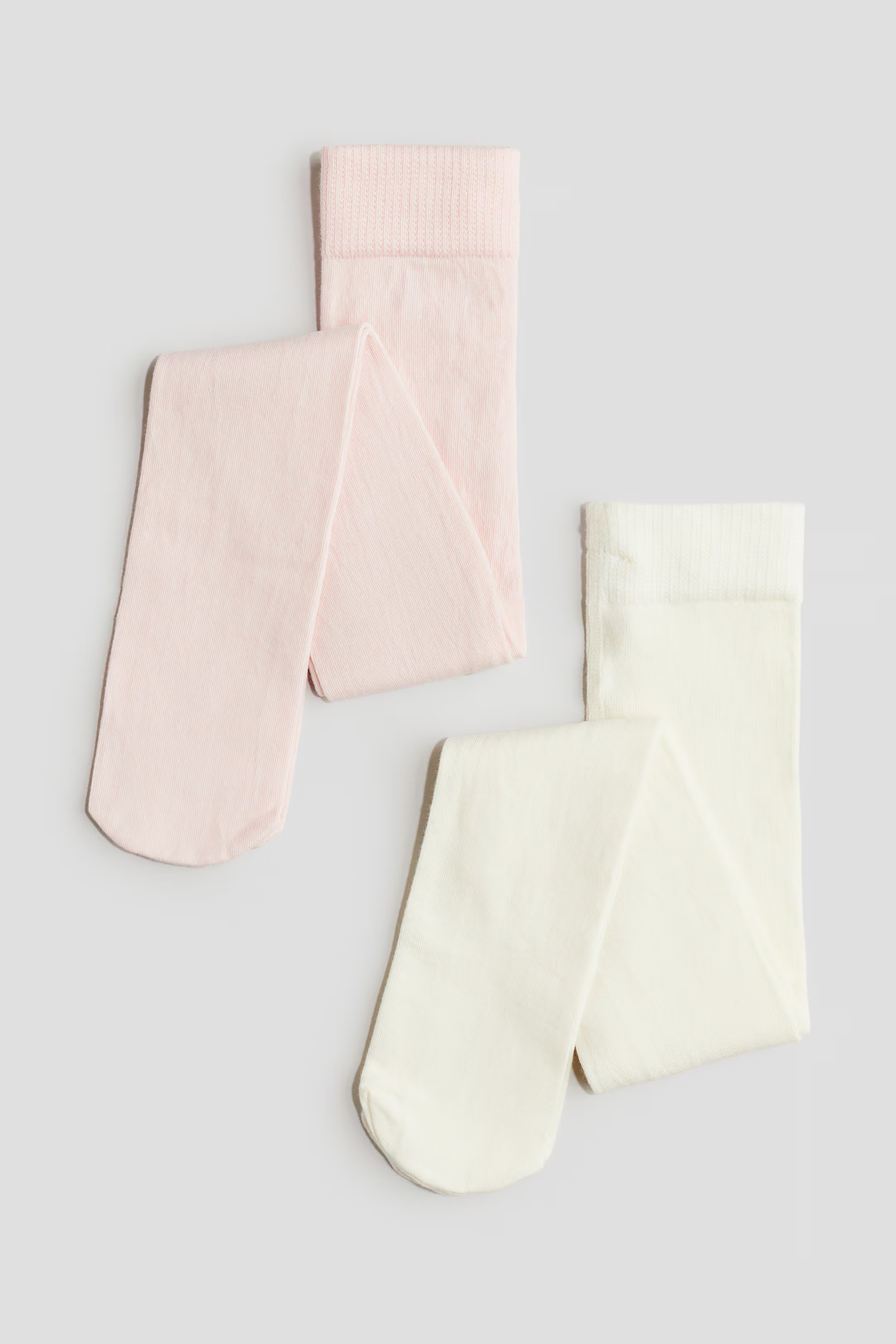 2-pack Fine-knit Tights - Powder pink/natural white - Kids | H&M US | H&M (US + CA)