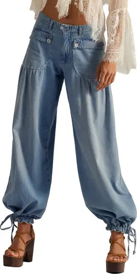 Lotus High Waist Tie Hem Barrel Leg Jeans | Nordstrom