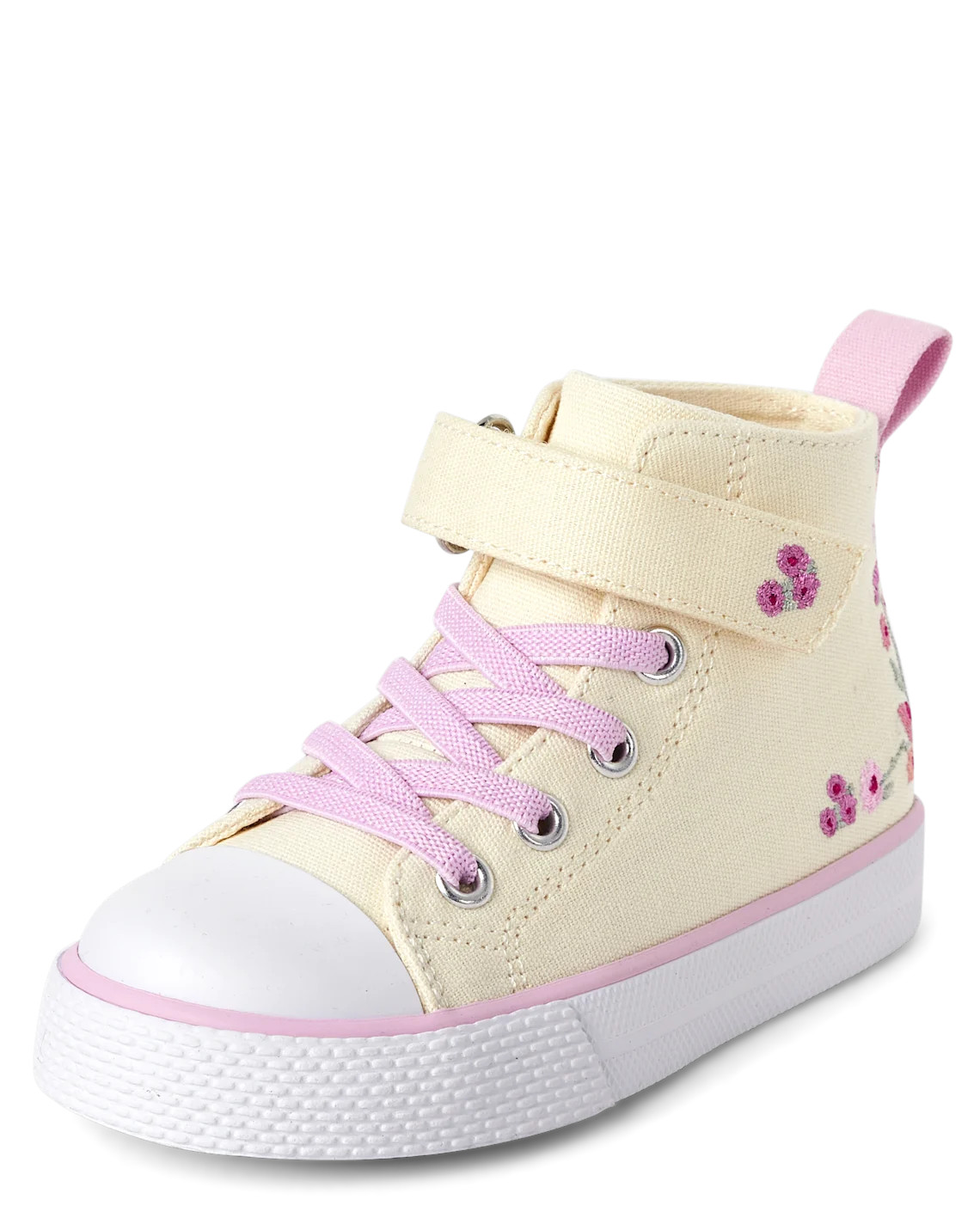 Toddler Girls Embroidered Floral High Top Sneakers - gray | The Children's Place