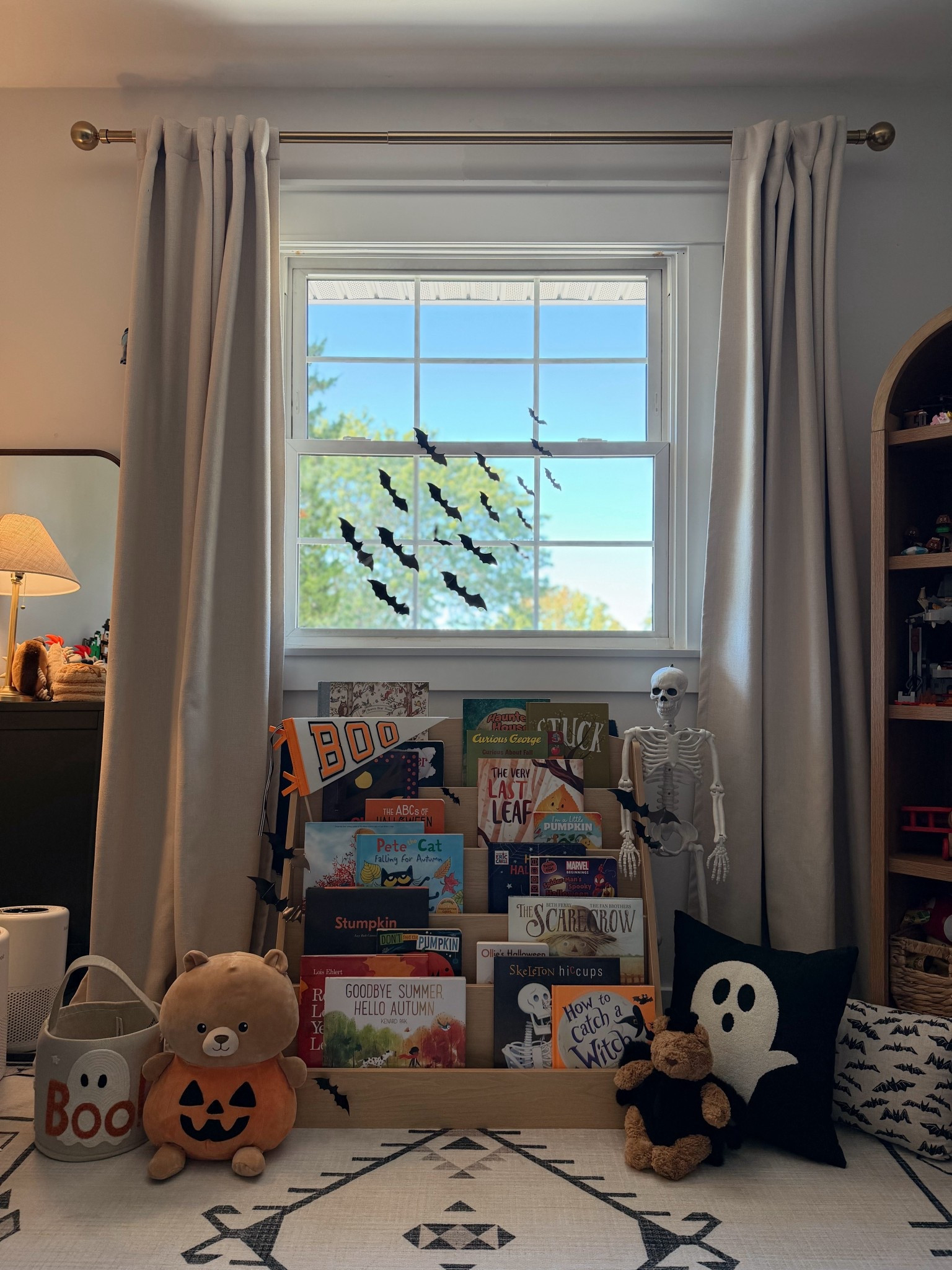 Ollie’s spooky shelves 🦇👻 he got to hang the bats himself this year and was so happy! Loved doing it together 🖤 his shelves are also Amazon and love how much space they have!! 

#LTKHalloween #LTKKids #LTKSeasonal